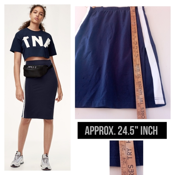 Aritzia, TNA - Blue Clearwater Slit Skirt (navy, sm) - Picture 3 of 6